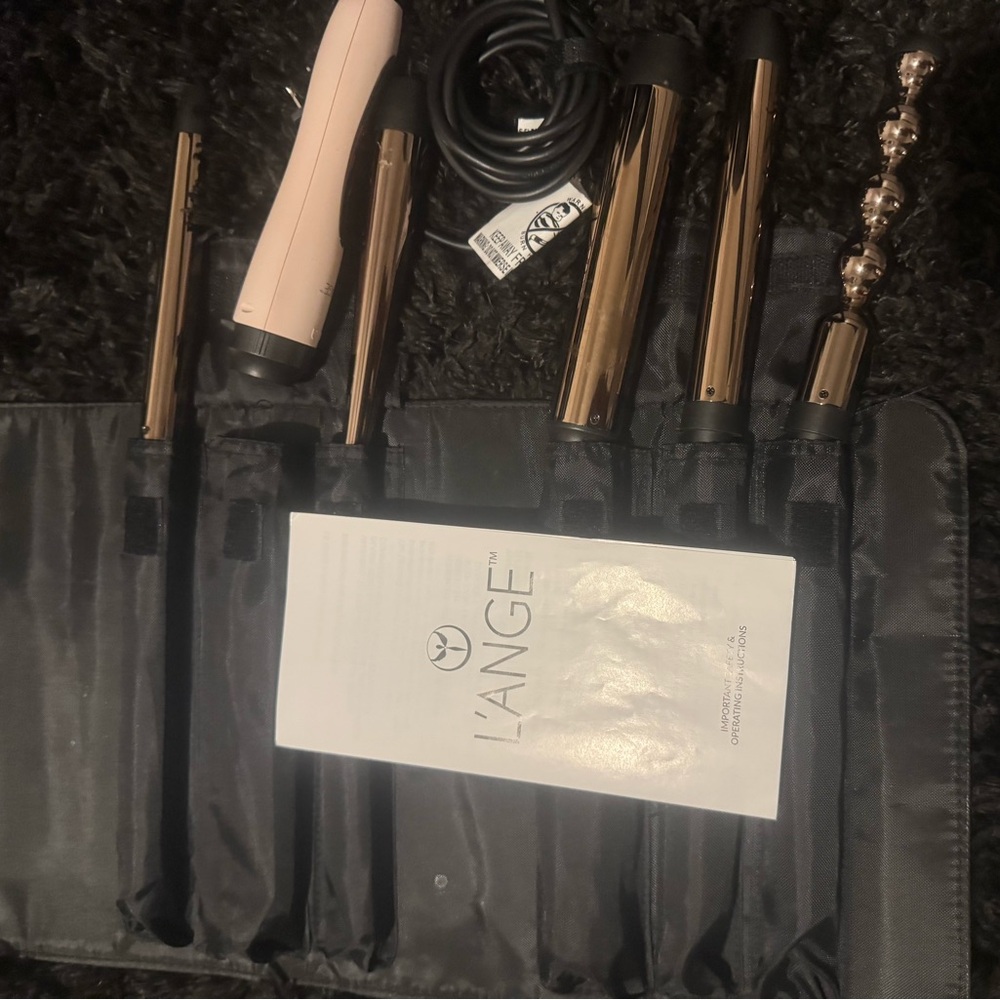 Lange Black and blush Gold Curling Wand Set of 5-barrels& free glove
